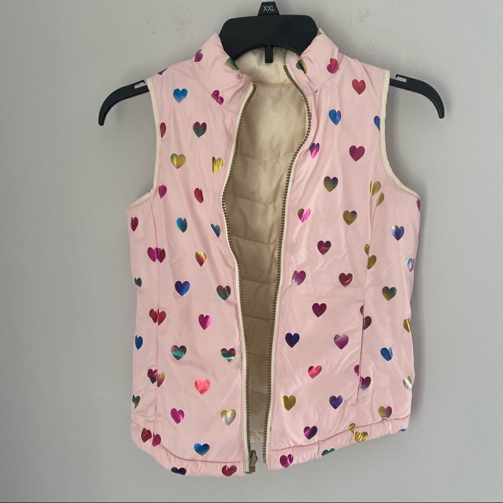 GAP Kids Girls Reversible Puffer Vest with Hearts
